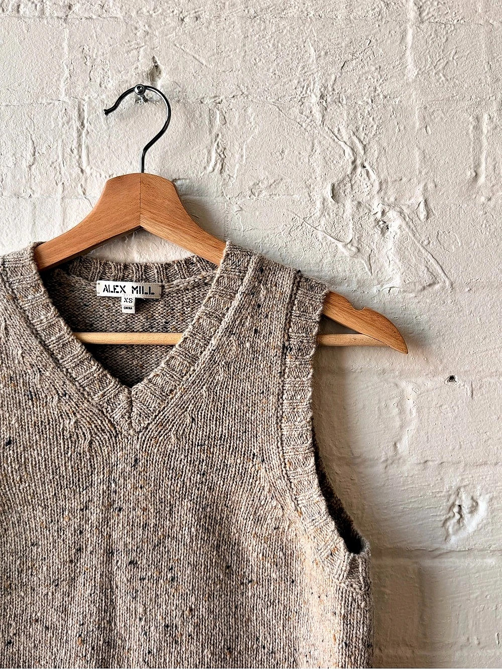 Alex Mill Francis Donegal Merino Wool Blend Sweater Vest Brown XS